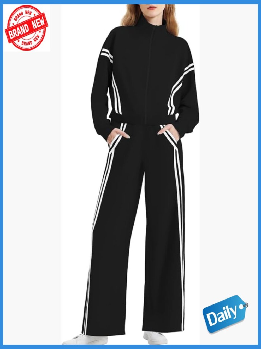 Women's 2 Piece Lounge Set Zip Up Sweat Suit Track Pants Travel